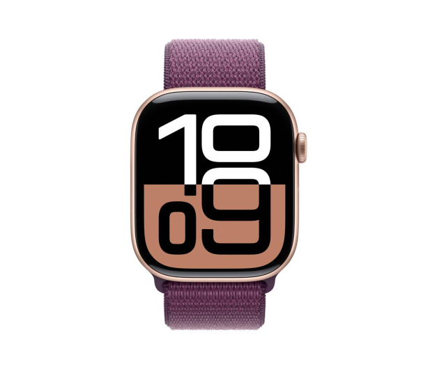 APPLE Watch 10 GPS 42mm koperta z aluminium (różowe złoto) + opaska sportowa (dojrzała śliwka) - 1278123 - zdjęcie 2